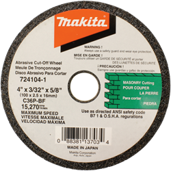 4" x 5/8" x 3/32" Cut-off Wheel, Masonry, 10/pk
