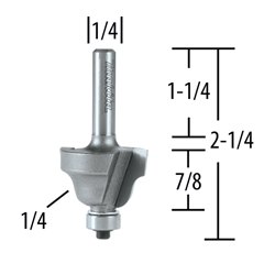 Router Bit 1/4" R. Ogee, 2 Flute, 1/4" SH, C.T.