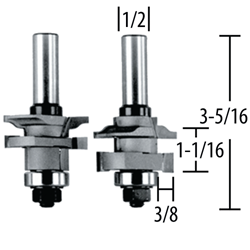 Router Bit Stile and Rail, Bead, 2 Flute, 1/2" SH, C.T.