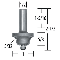 Router Bit 5/32" Roman Ogee, 2 Flute, 1/2" SH, C.T.