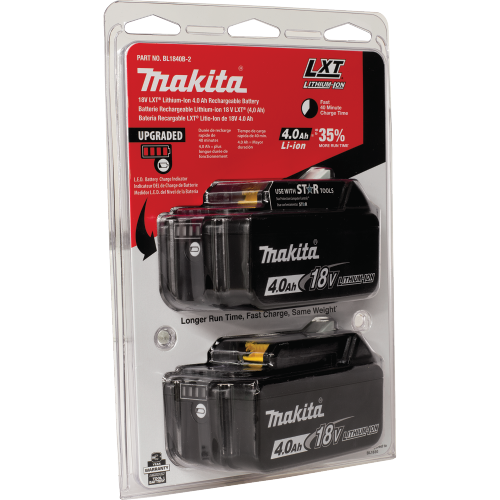 Makita BL1840B-2 Package Shot (front angle view) - Thumbnail