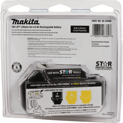 Makita BL1840B Package Shot (back) - Thumbnail