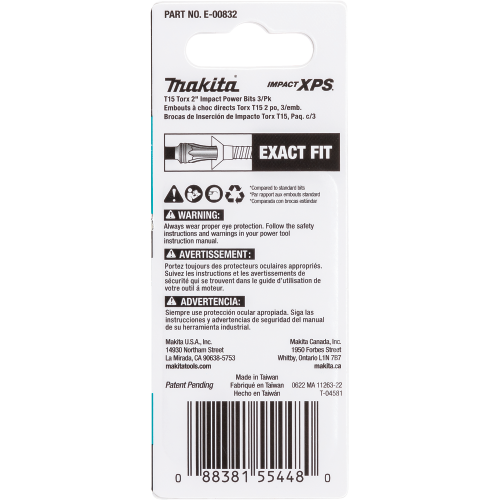 Makita E-00832 Packaging Shot (back) - Thumbnail