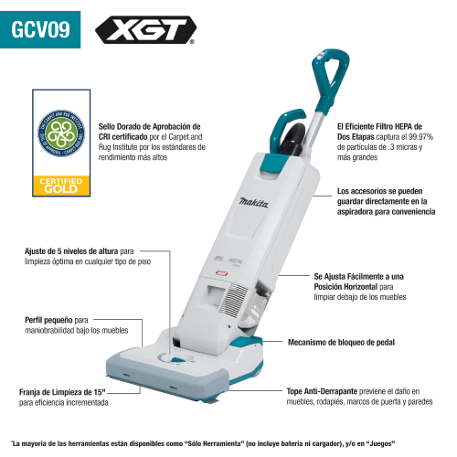 Makita GCV09 Feature Shot (Spanish Callouts) - Thumbnail