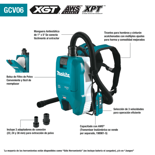 Makita GCV06 Feature Shot (Spanish Callouts) - Thumbnail