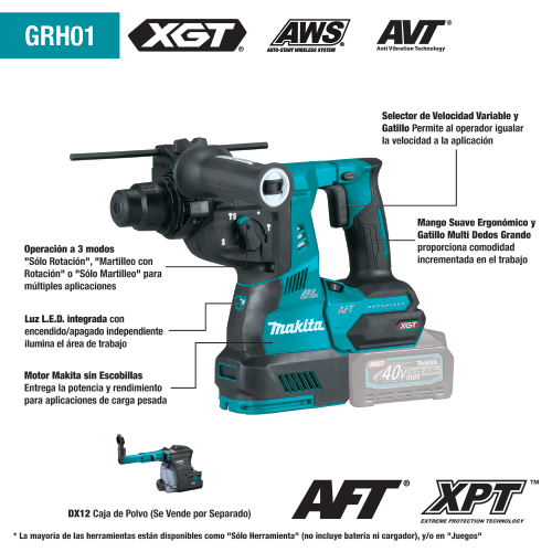 Makita GRH01Z Feature Shot (spanish call-outs) - Thumbnail