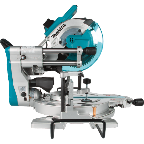 Makita LS1019L Feature Shot (left side with vacuum attachment) - Thumbnail