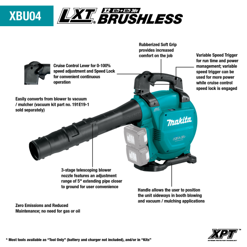 Makita XBU04 Feature Shot (call-outs) - Thumbnail