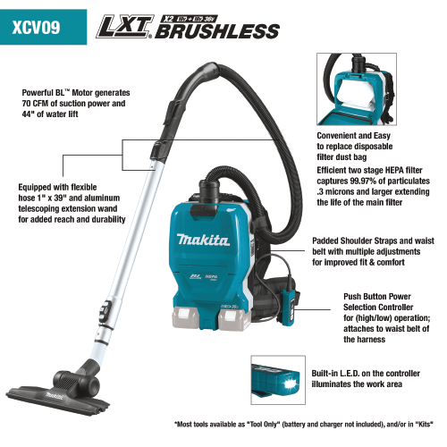 Makita XCV09Z Feature Shot (call-outs) - Thumbnail
