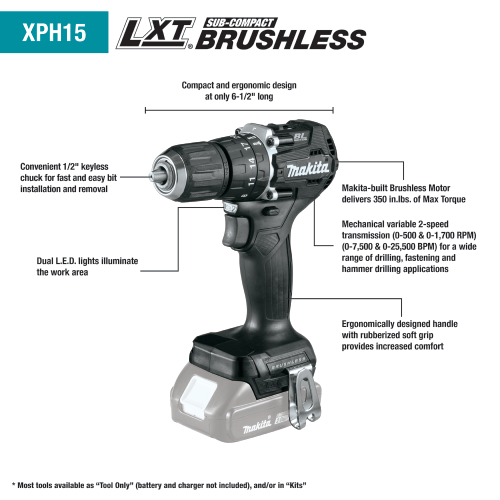 Makita XPH15 Feature Shot (call-outs) - Thumbnail