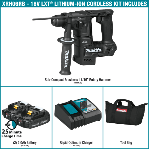 Makita XRH06RB Feature Shot (includes) - Thumbnail