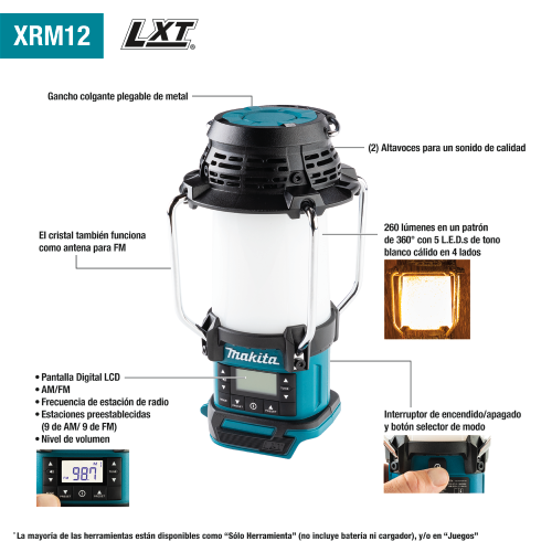Makita XRM12 Feature Shot (call-outs) - Thumbnail
