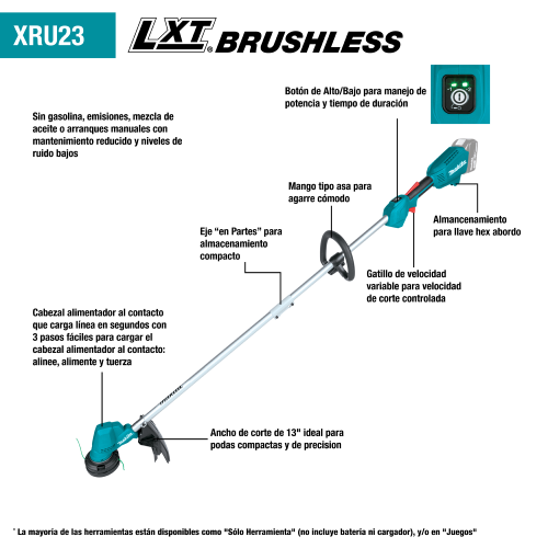 Makita XRU23 Feature Shot (spanish call-outs) - Thumbnail