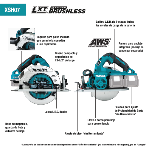 Makita XSH07 Feature Shot (Spanish call-outs) - Thumbnail