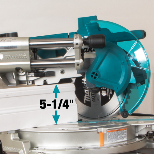 Makita XSL06Z Feature Shot (vertical base board capacity) - Thumbnail